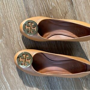 Tory Burch Tan Leather Ballet Wedges